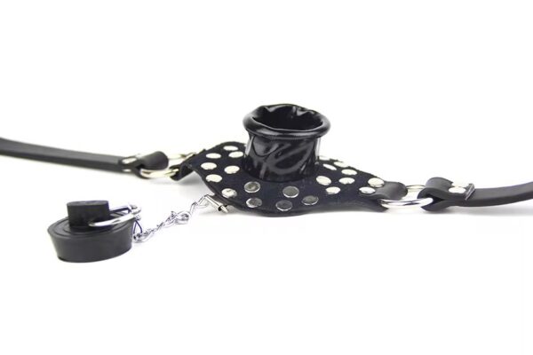 img_7477 Studded Faux Leather Open-Mouth Gag with Removable Plug