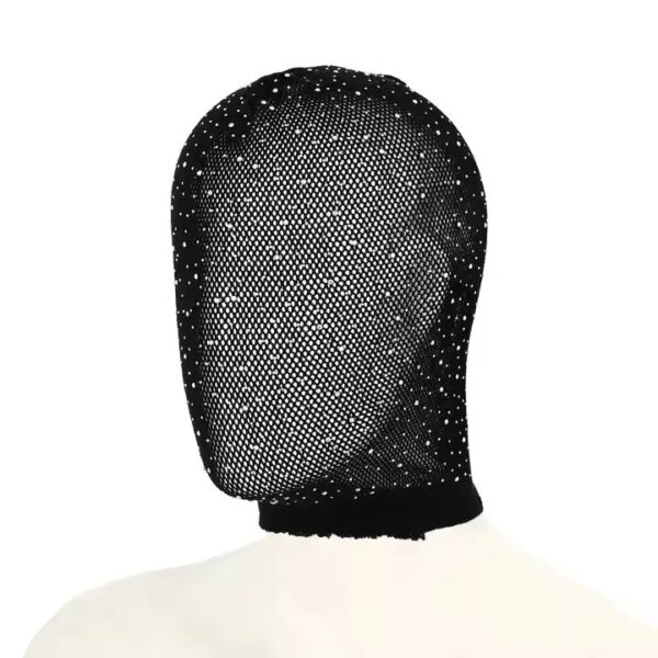 Rhinestone Fishnet Lace-Up Hood