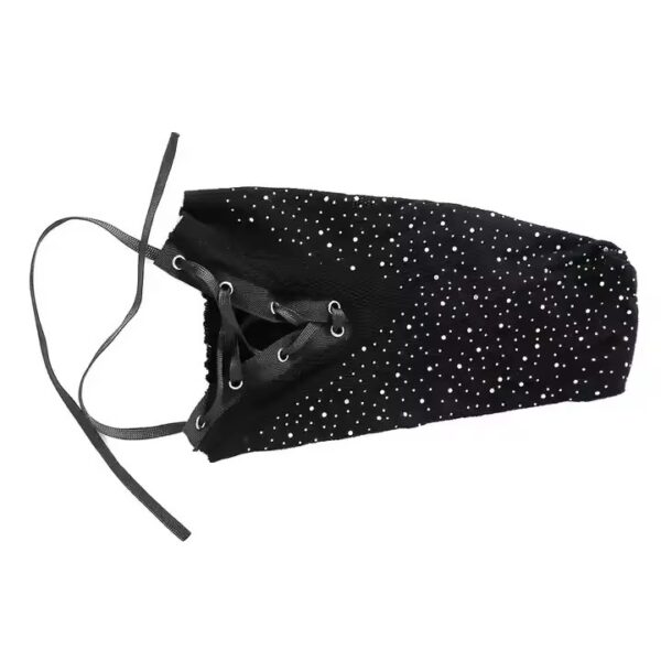 Rhinestone Fishnet Lace-Up Hood