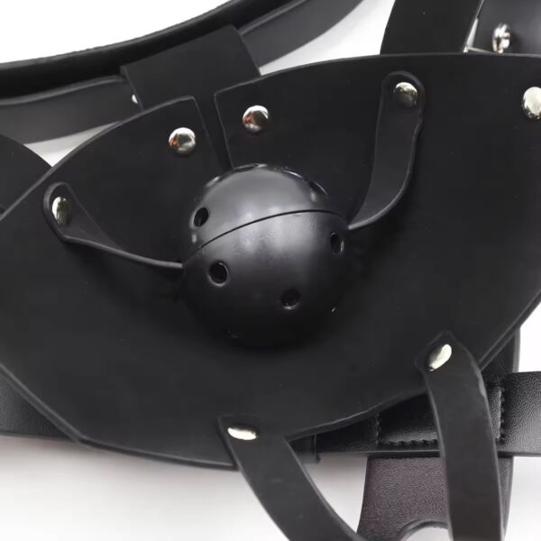Adjustable Leather Puppy Muzzle with Silicone Ball Gag