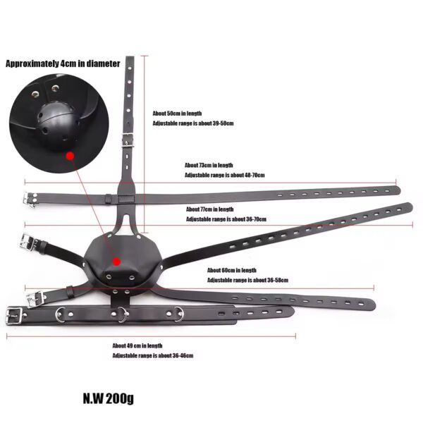Adjustable Leather Puppy Muzzle with Silicone Ball Gag
