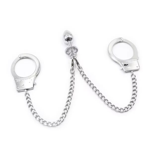 Stainless Steel Jeweled Plug & Handcuff Restraint Set
