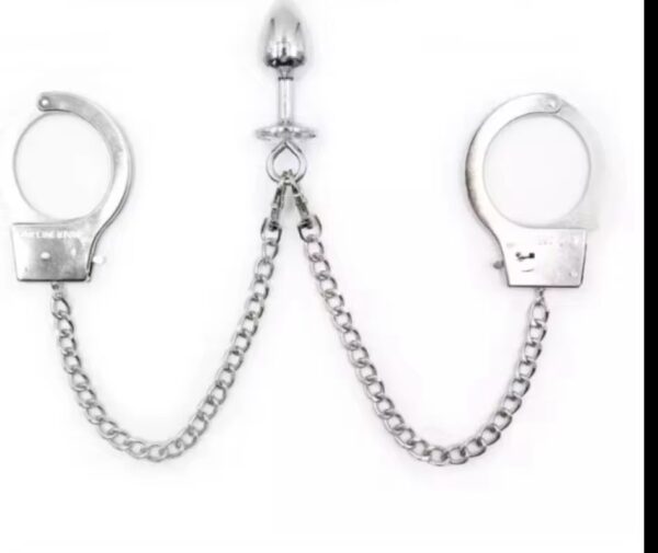 Stainless Steel Jeweled Plug & Handcuff Restraint Set