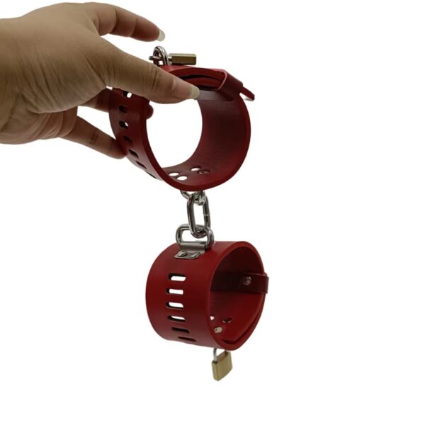 Locking Leather Wrist Cuffs