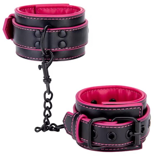 Pink & Black Faux Leather Restraint Cuffs