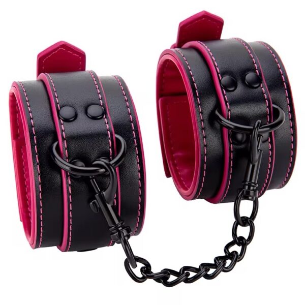 Pink & Black Faux Leather Restraint Cuffs