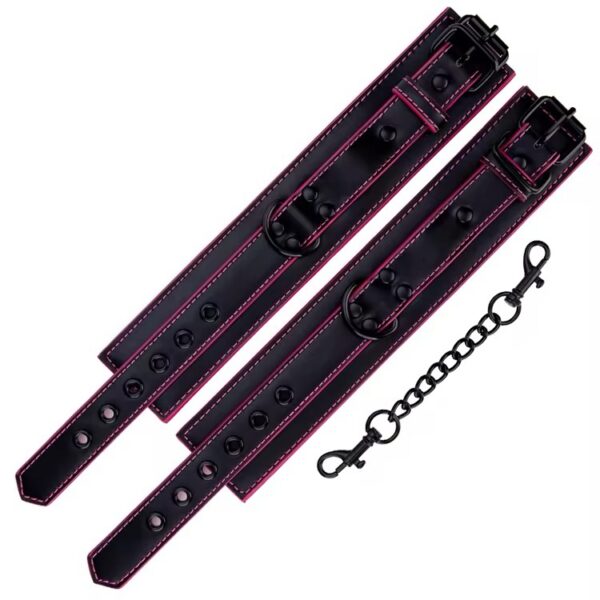 Pink & Black Faux Leather Restraint Cuffs
