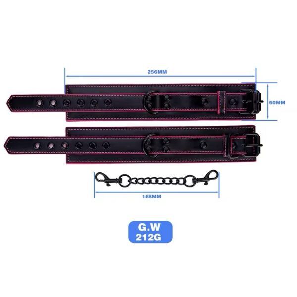 Pink & Black Faux Leather Restraint Cuffs