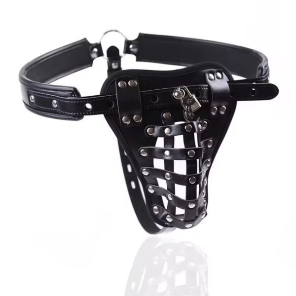 Faux Leather Lockable Chastity Belt