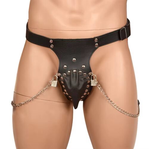 Men's Leather Chastity Belt Harness