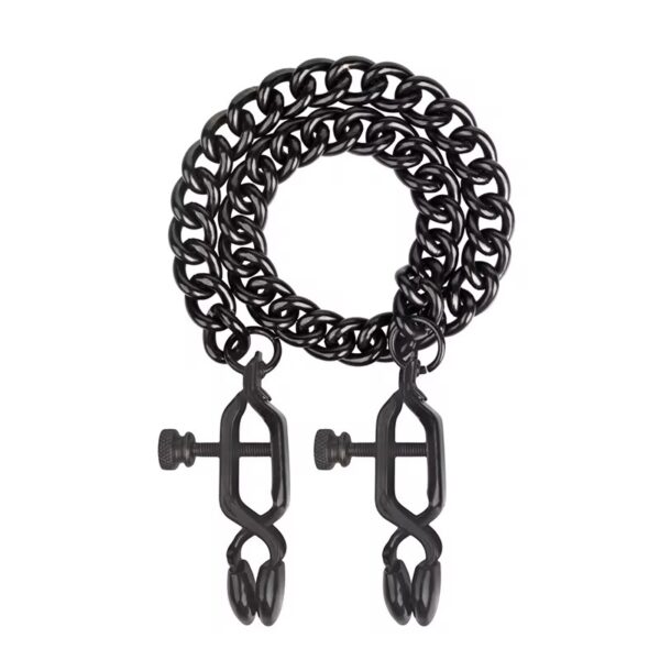 Black Steel Adjustable Nipple Clamps with Chain