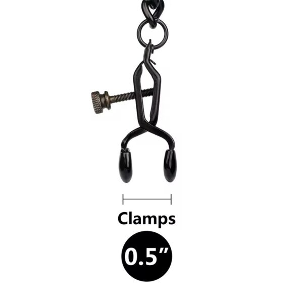 Black Steel Adjustable Nipple Clamps with Chain