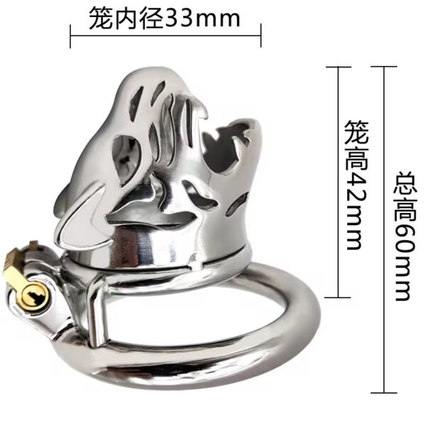 The Predator Stainless Steel Tiger-Head Chastity Cage