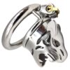 The Predator Stainless Steel Tiger-Head Chastity Cage