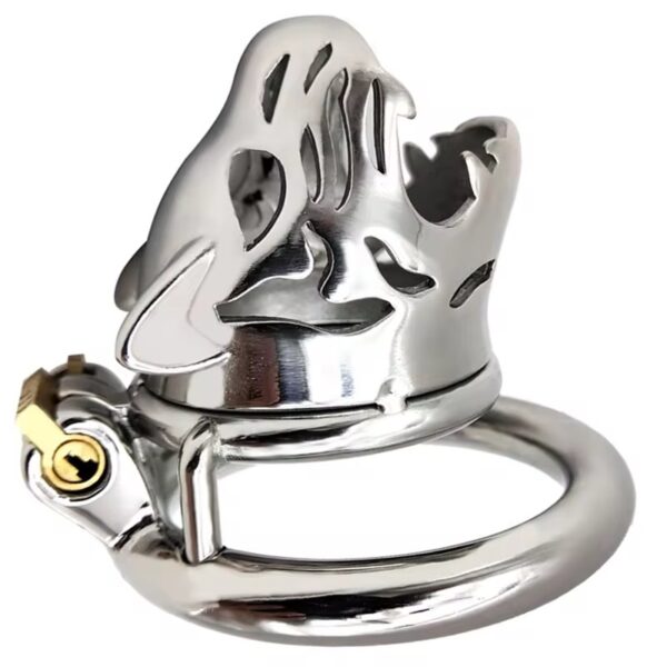 The Predator Stainless Steel Tiger-Head Chastity Cage
