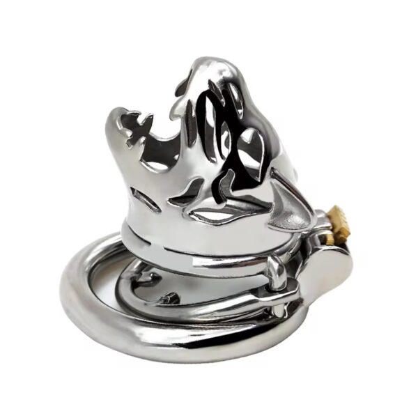 The Predator Stainless Steel Tiger-Head Chastity Cage