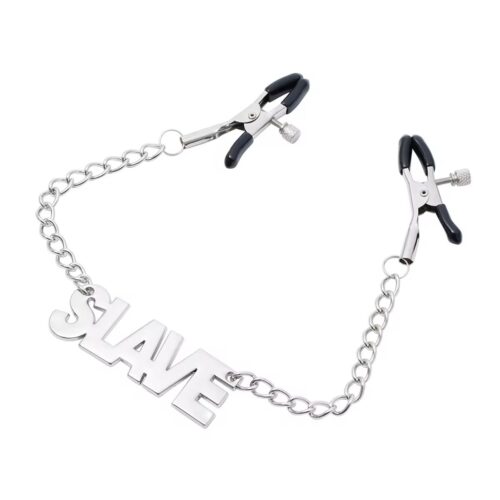 Word Charm Nipple Clamps with Adjustable Tension Chain -Customizable