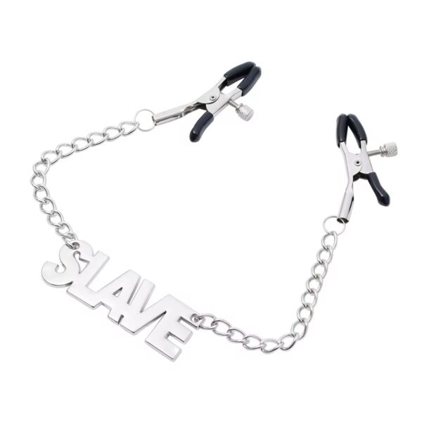 Word Charm Nipple Clamps with Adjustable Tension Chain -Customizable