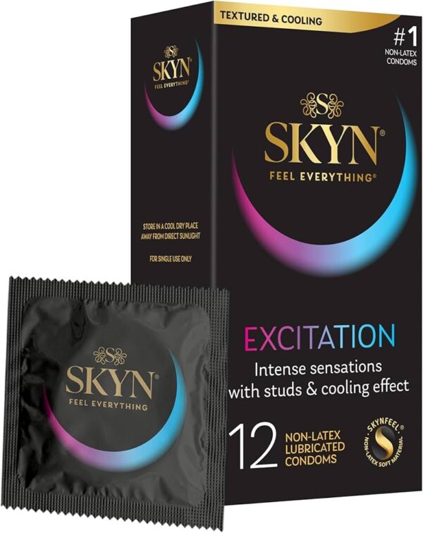 LifeStyles SKYN Excitation Non-Latex Condoms – Studded & Cooling (Pack of 12)